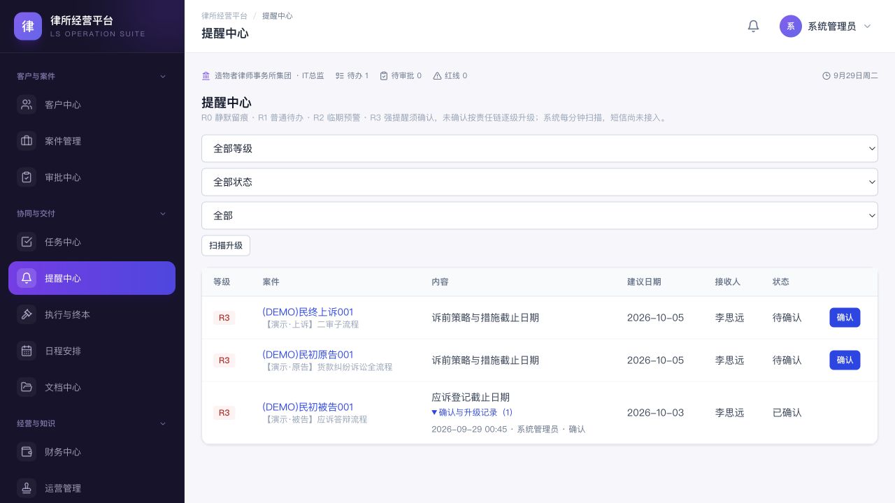 提醒中心：同一列表展示待确认节点和已确认节点的历史