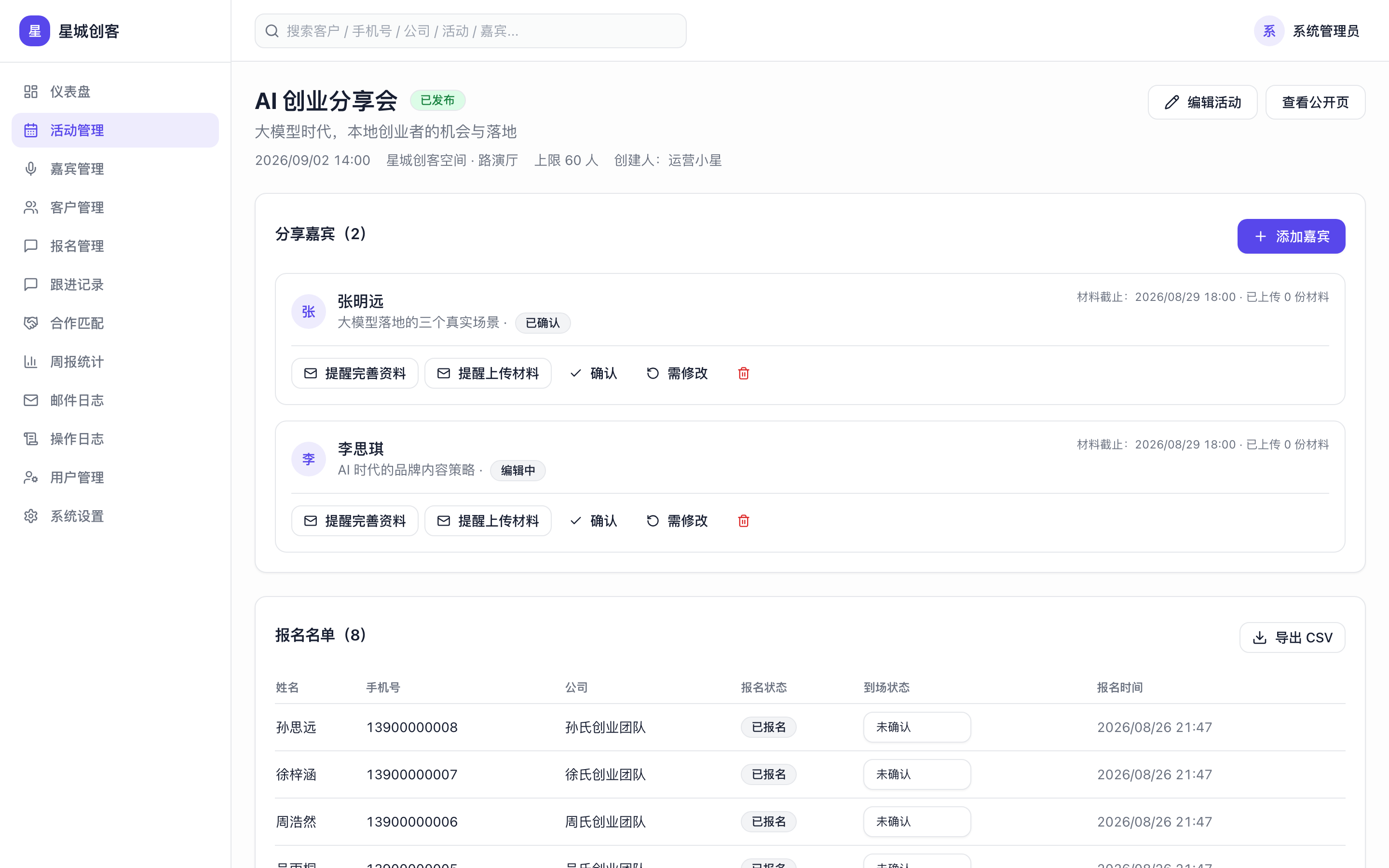 活动详情管理